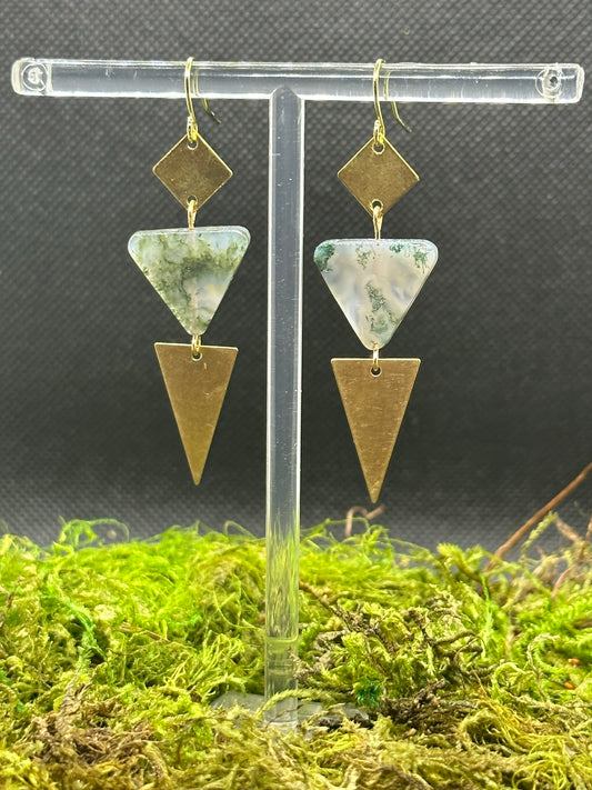 Brass & Light Purple/Green Stone Triangles